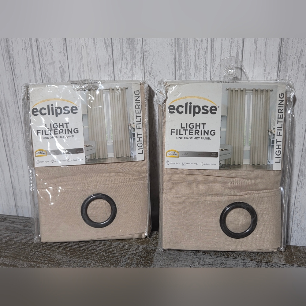 2 Eclipse Liberty Light Filtering Window Panels Tan 52"×108"